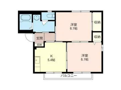 ソレアード I(2K/2階)の間取り写真