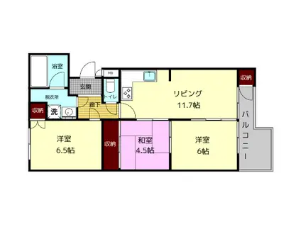 新大宮ハイタウン D棟(3LDK/2階)の間取り写真