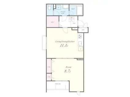 ベルヴィル千光前(1LDK/2階)の間取り写真