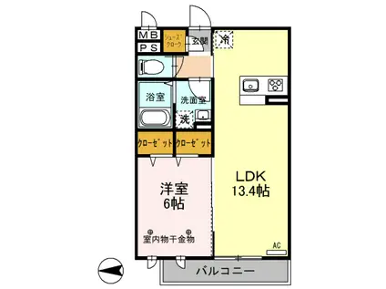 クラルテ(1LDK/2階)の間取り写真