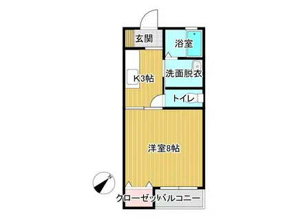 エクセランII棟(1K/2階)の間取り写真