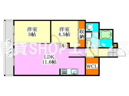 カーサ・カレラ(1SLDK/2階)の間取り写真