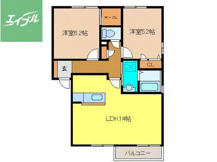 コートビレッジ本鳥栖(2LDK/1階)の間取り写真