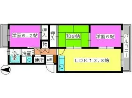 サンハイツやひろ(3LDK/2階)の間取り写真