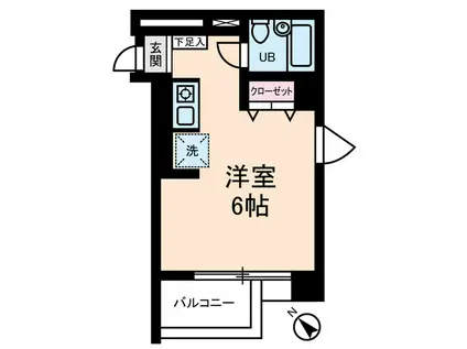 SAKURA館(ワンルーム/2階)の間取り写真