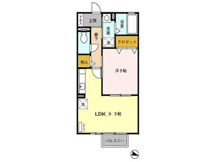 メゾンコスモス(1LDK/2階)の間取り写真