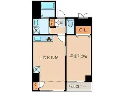 アルテール東日本橋(1LDK/3階)の間取り写真