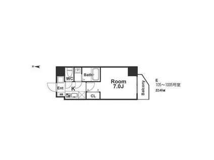 ウインズコート新大阪II(1K/8階)の間取り写真