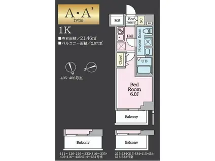 ハイズ戸田マキシヴ(1K/2階)の間取り写真