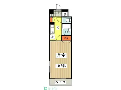 キャッスルヒルズ(1K/3階)の間取り写真