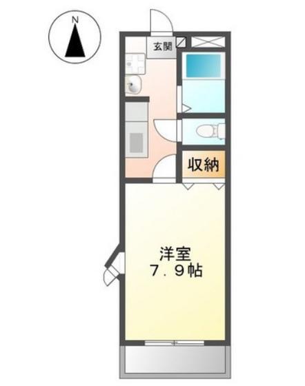 カスティージョII(1K/2階)の間取り写真