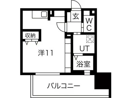 ルシェット白川公園(ワンルーム/9階)の間取り写真