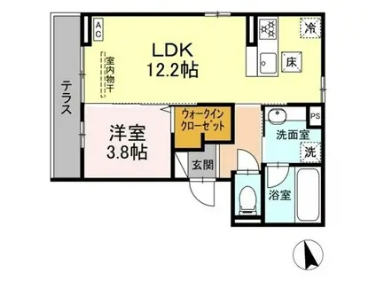 グランコスモHT(1LDK/1階)の間取り写真