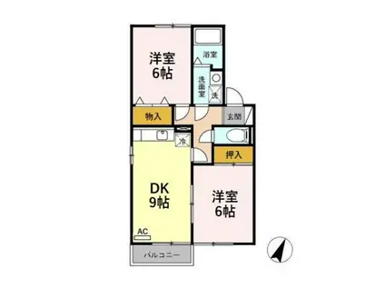 ロイヤルタウン程島A(2DK/2階)の間取り写真