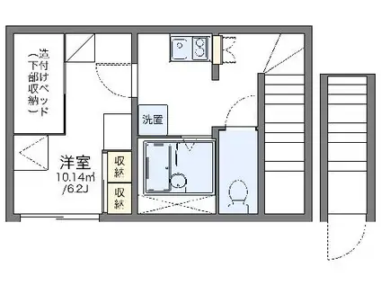 レオパレス渡II(1K/2階)の間取り写真