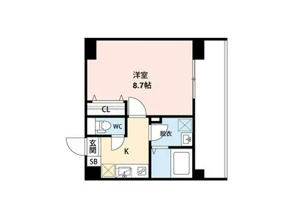 CUES東万代(1K/1階)の間取り写真