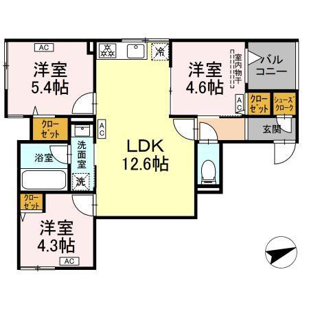 セレスティア一之江(3LDK/2階)の間取り写真