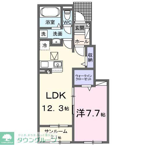 フェリーチェB(1LDK/1階)の間取り写真