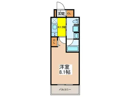 ステージグランデ日本橋人形町(1K/2階)の間取り写真