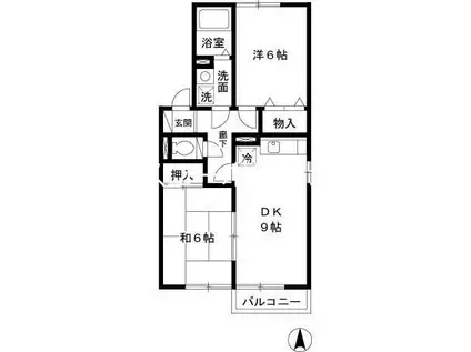 ラヴィータ(2DK/2階)の間取り写真
