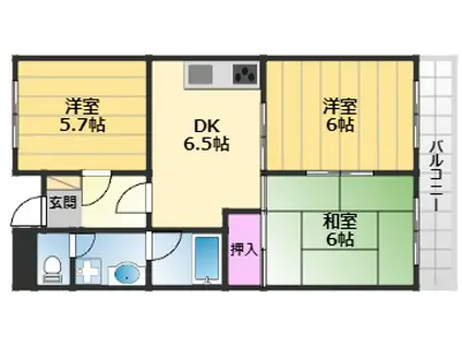 ベルトピア忠岡北B棟(3DK/1階)の間取り写真