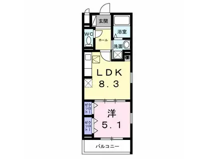 ラ・プレニチュード・アモネーズ(1LDK/1階)の間取り写真