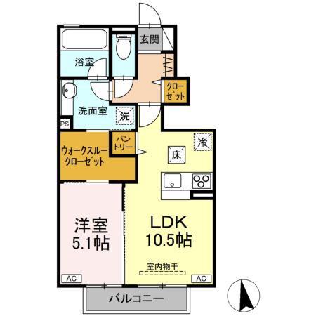 福島交通飯坂線 笹谷駅 徒歩4分 2階建 築1年(1LDK/1階)の間取り写真