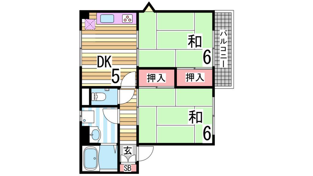 フラワーヒルズ(2DK/1階)の間取り写真