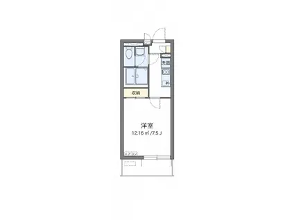 クレイノ清都III(1K/3階)の間取り写真