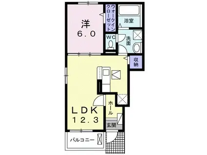ベルメゾンW・I(1LDK/1階)の間取り写真
