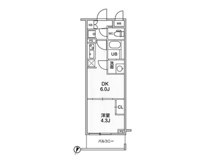 LIME RESIDENCE HIKIFUNE(1DK/4階)の間取り写真