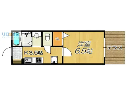 アネスティパル宝塚(1K/1階)の間取り写真