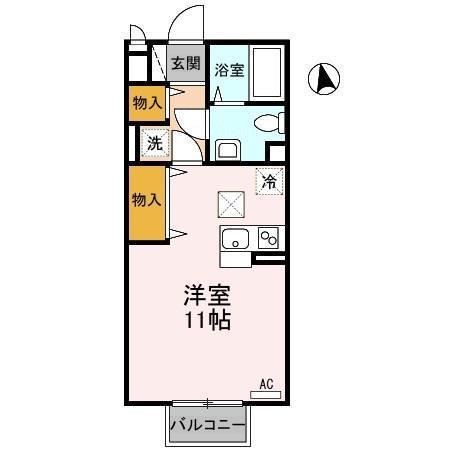 SUNJEWEL(ワンルーム/2階)の間取り写真