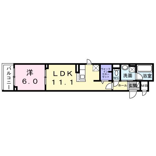 スカイノッツ北赤羽(1LDK/3階)の間取り写真
