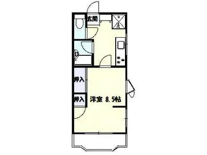 第二小黒ハイツ(1K/3階)の間取り写真