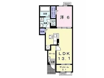 キャトル・セゾンIII(1LDK/1階)の間取り写真