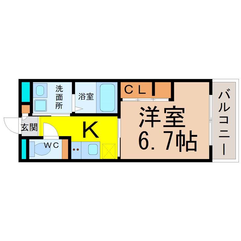 リシュドール伝馬(1K/10階)の間取り写真