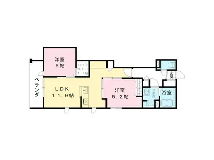 GRACE KAWASAKI DAISHI(2LDK/4階)の間取り写真