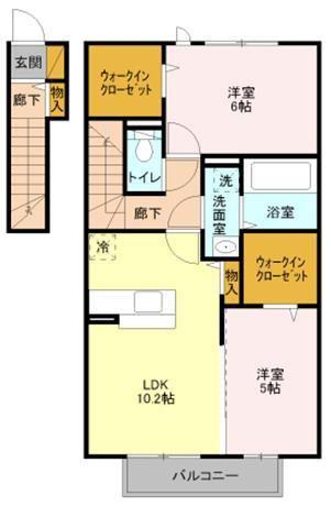 プリウス大曽根B(2LDK/2階)の間取り写真