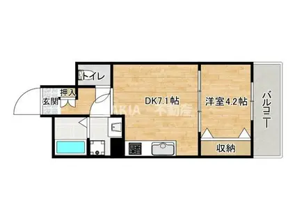 リアライズ長居公園通(1DK/3階)の間取り写真