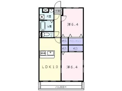 ルミエール名張駅前(2LDK/2階)の間取り写真