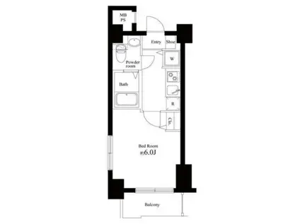 クレアシオン門前仲町(1K/3階)の間取り写真