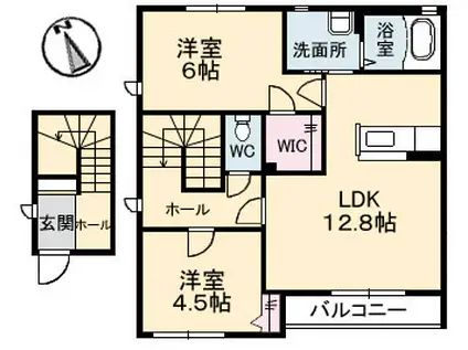 シャーメゾンサンシャイン壱号館(2LDK/2階)の間取り写真