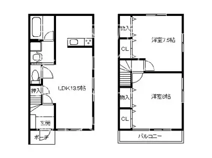 ハイム広小路(2LDK/1階)の間取り写真