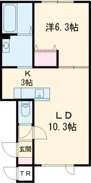 LINO(1LDK/1階)の間取り写真