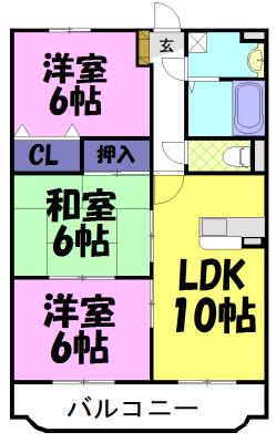 ユーミー豊泉(3LDK/3階)の間取り写真
