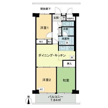 マンハイム第2西大島(3DK/8階)の間取り写真