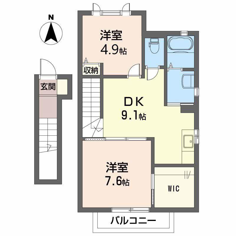 ブランシェ南斎院(2DK/2階)の間取り写真
