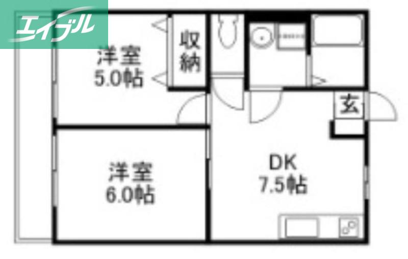 ロワジールV(2DK/1階)の間取り写真