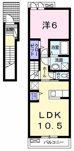 エレーナ・リコ(1LDK/2階)の間取り写真